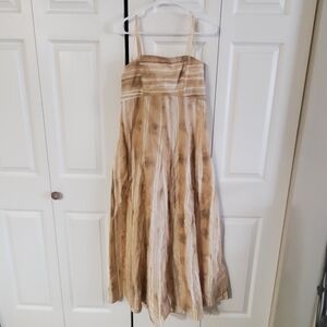 CECE NWT. SUMMER MAXI DRESS. MED. VROWN TAN WHITE. POCKETS